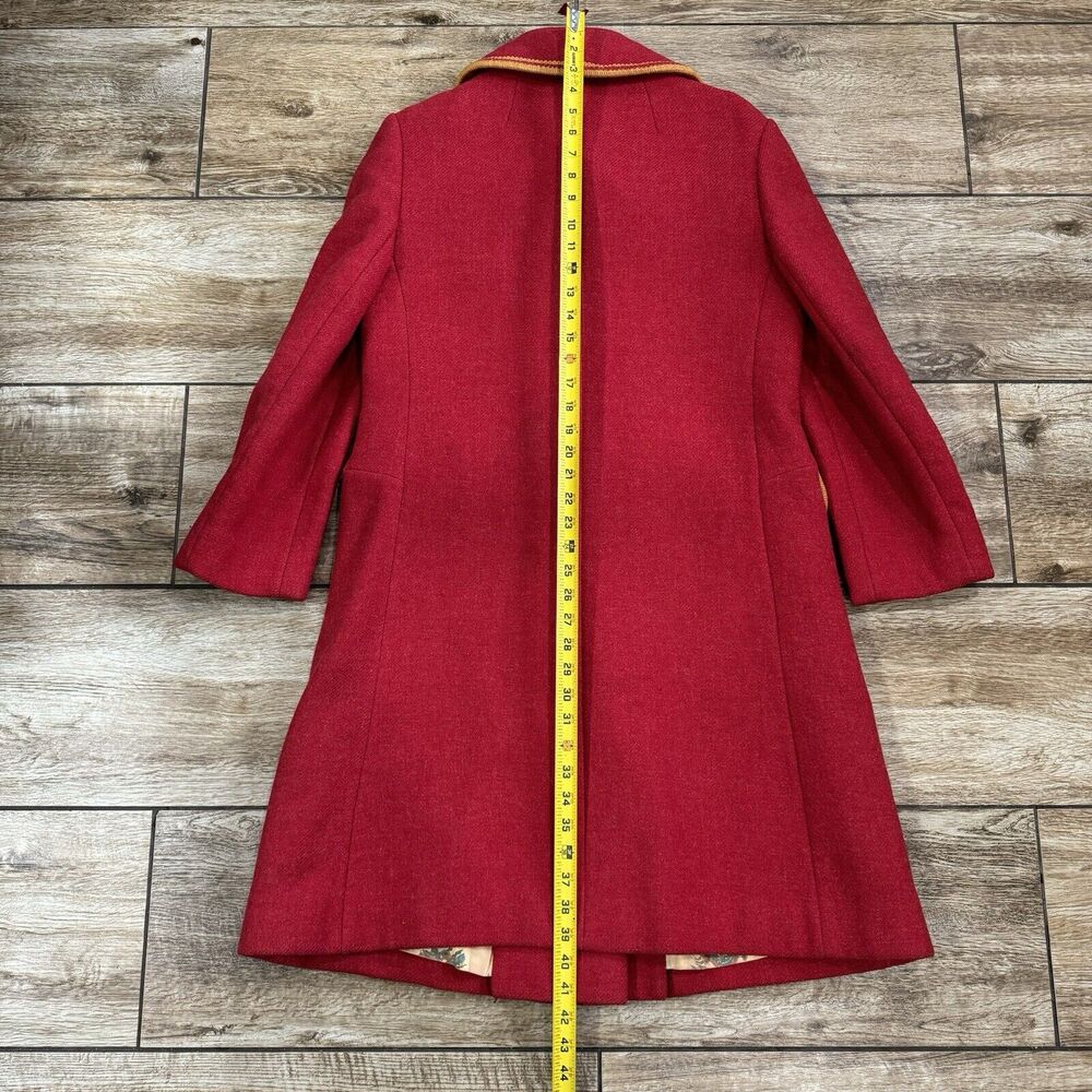 Vintage Red Wool Double Breast Coat Lined 1950s 1960s - Picture 6 of 15
